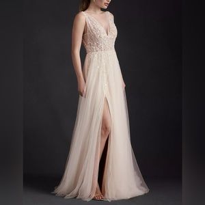 🔴 BHLDN Written in the Stars Beaded Tulle Open-Back Wedding Ballgown, size 0